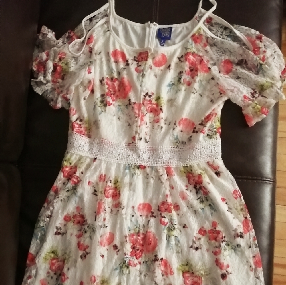 White floral off the shoulder dress